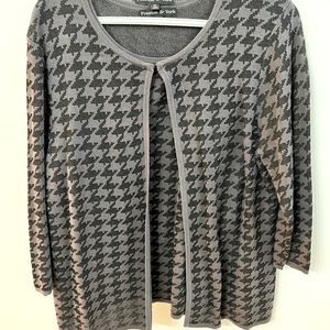 Preston & York Black & Gray Houndstooth Cardigan & Tank Top Set, Size XL